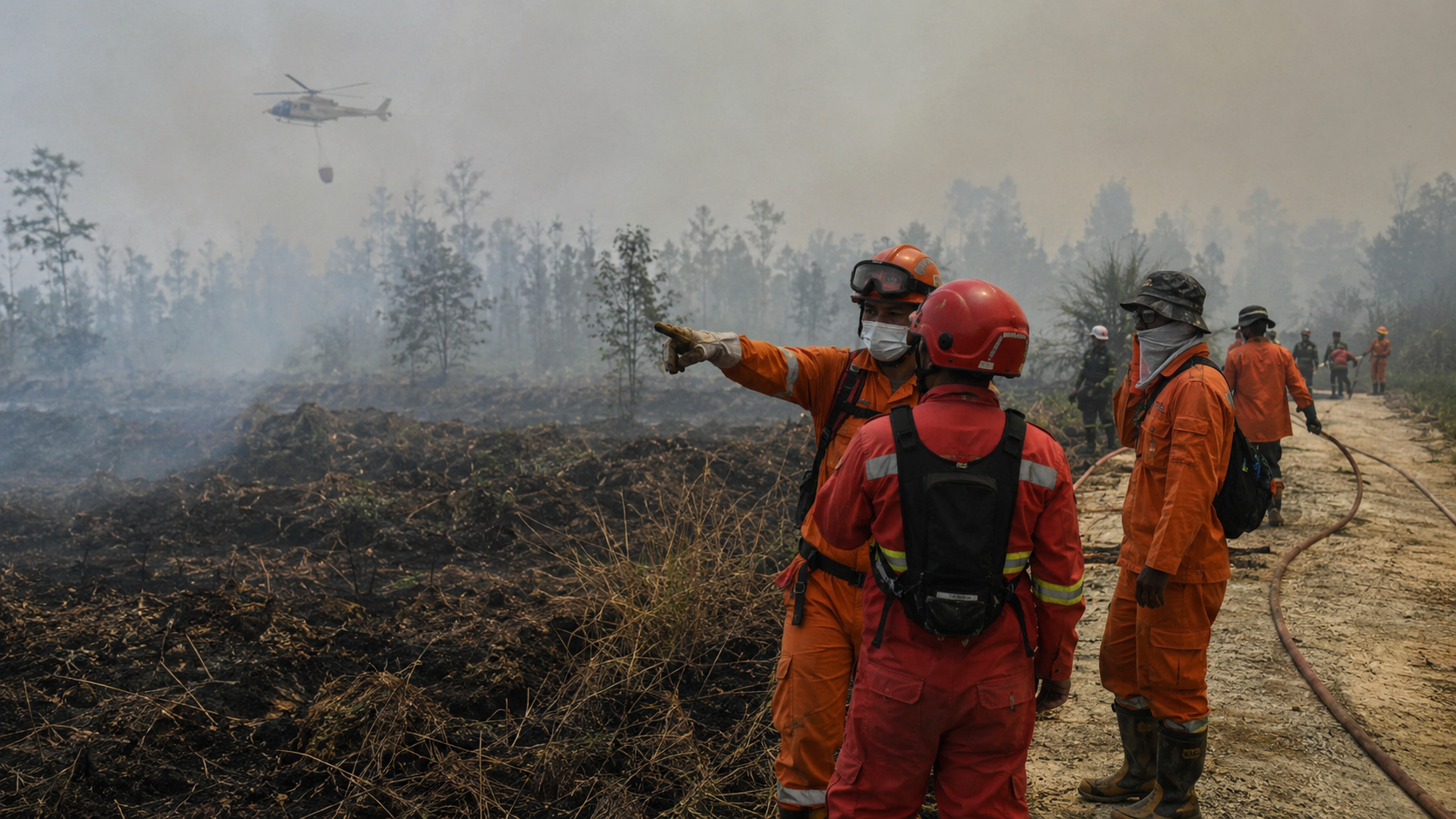 Petugas gabungan menangani kebakaran hutan dan lahan di Kalimantan