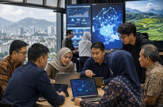 Perwakilan pemerintah kampus industri dan komunitas berdiskusi tentang konektivitas digital Jawa Barat