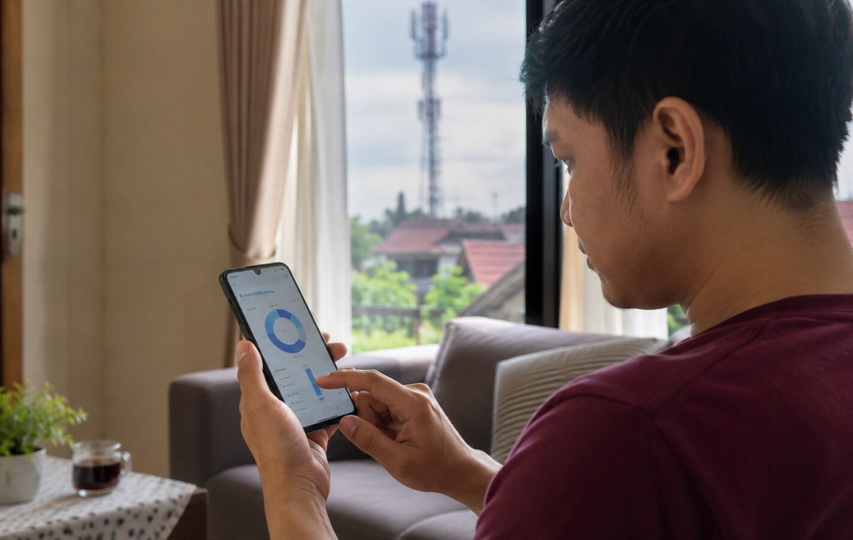 Ilustrasi pengguna perangkat digital terkait literasi dan keamanan siber