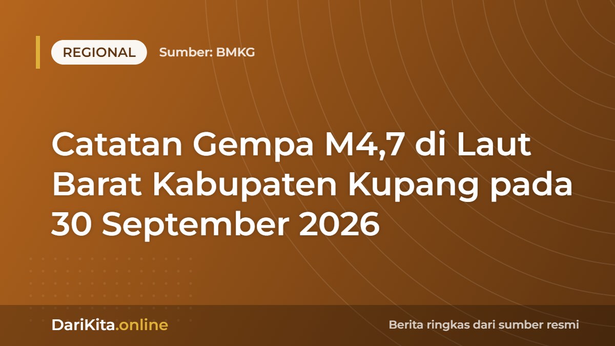 Catatan Gempa M4,7 di Laut Barat Kabupaten Kupang pada 30 September 2026
