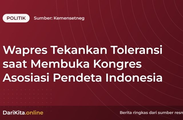 Wapres Tekankan Toleransi saat Membuka Kongres Asosiasi Pendeta Indonesia