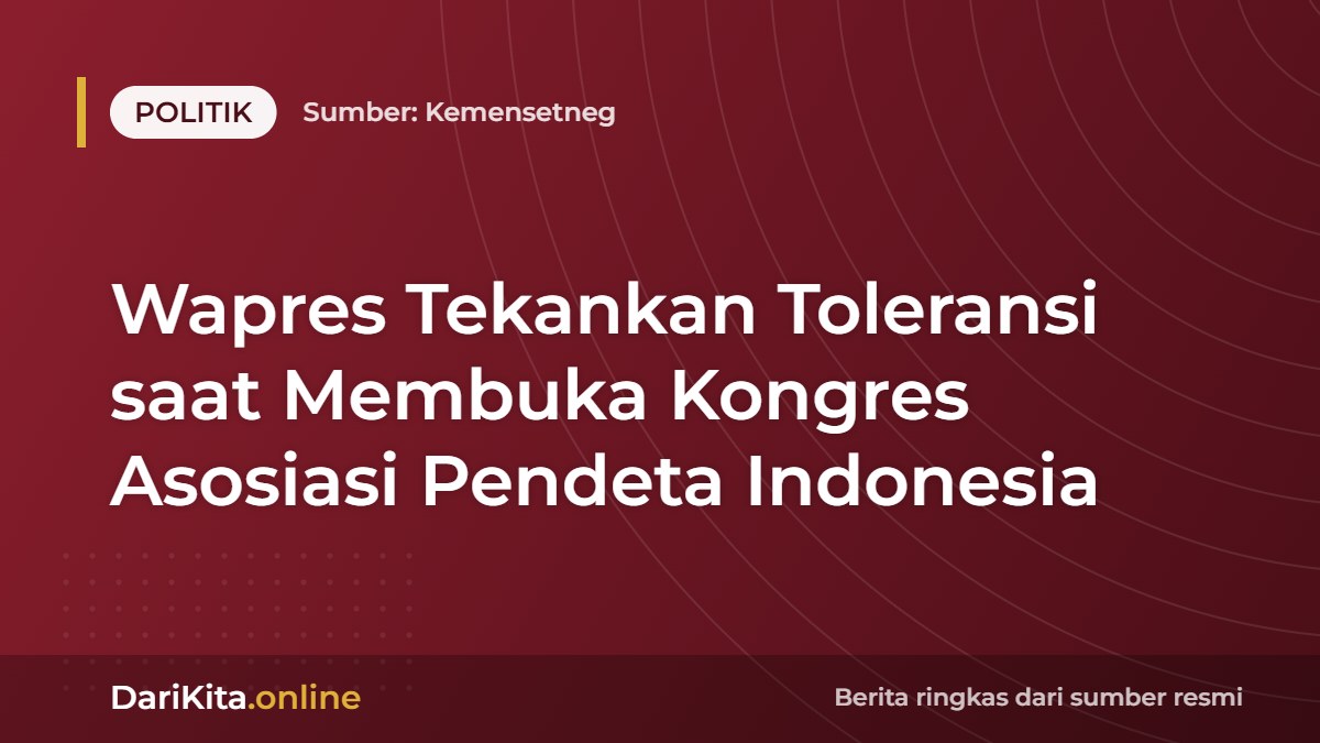 Wapres Tekankan Toleransi saat Membuka Kongres Asosiasi Pendeta Indonesia