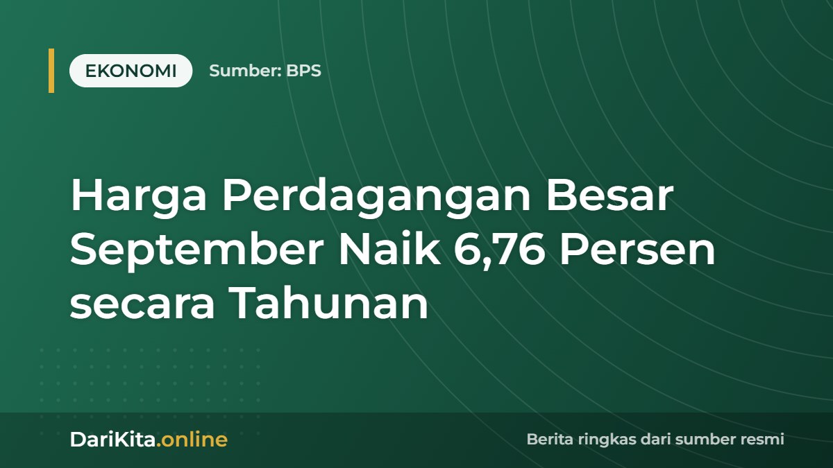 Harga Perdagangan Besar September Naik 6,76 Persen secara Tahunan