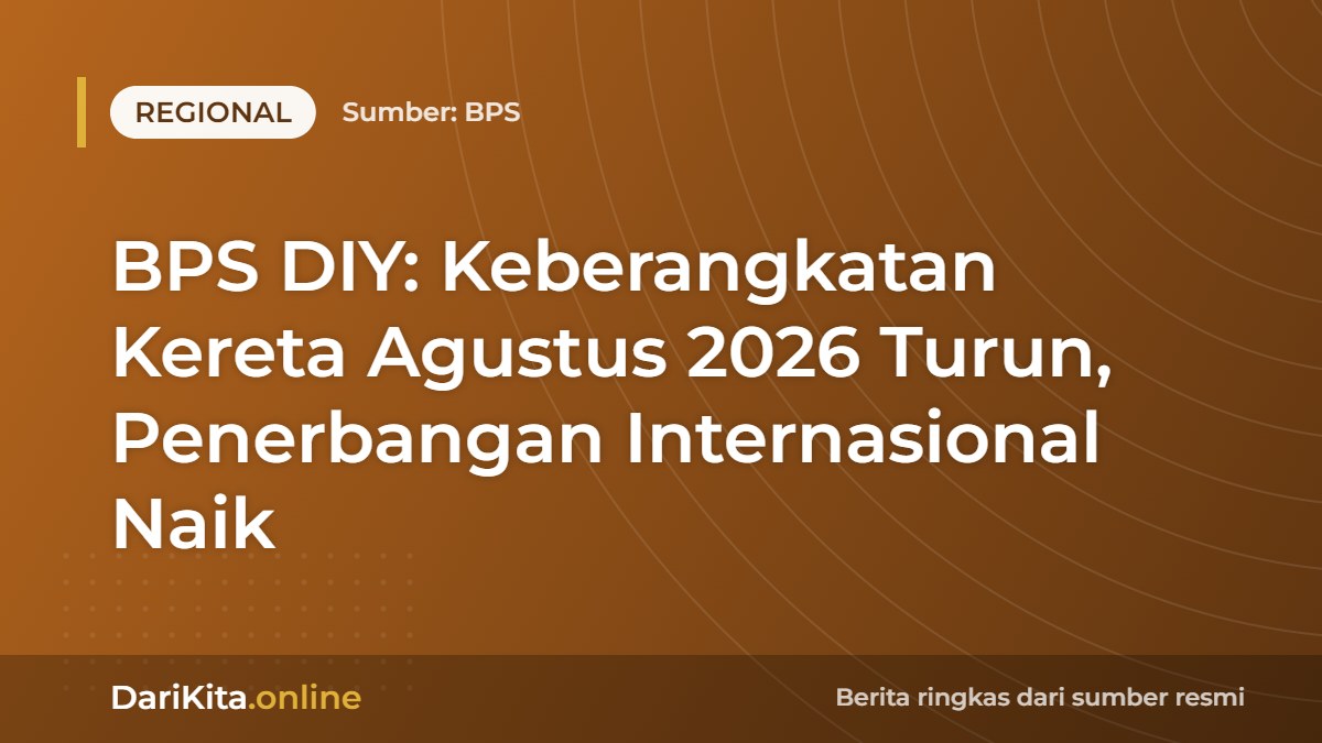 BPS DIY: Keberangkatan Kereta Agustus 2026 Turun, Penerbangan Internasional Naik